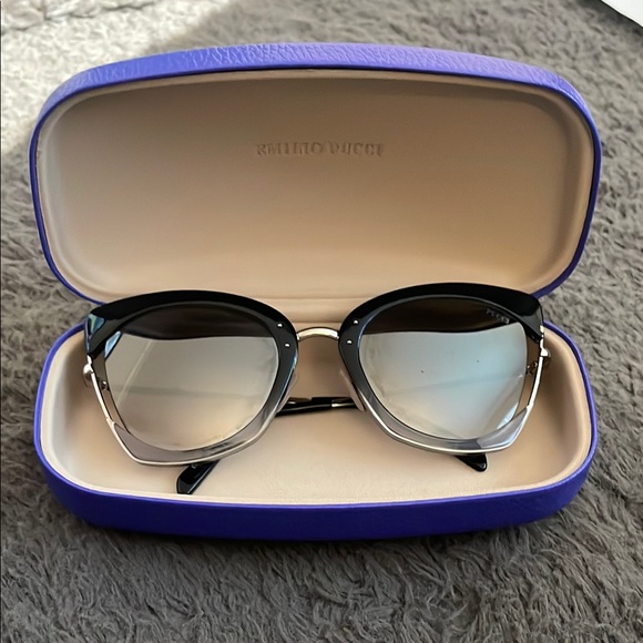 Emilio Pucci Black and Silver Sunglasses with Case - Picture 1 of 17